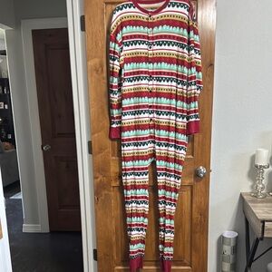 Lazy One Men's Festive Striped Onesie Long Sleeve Pajamas Size: XL‎